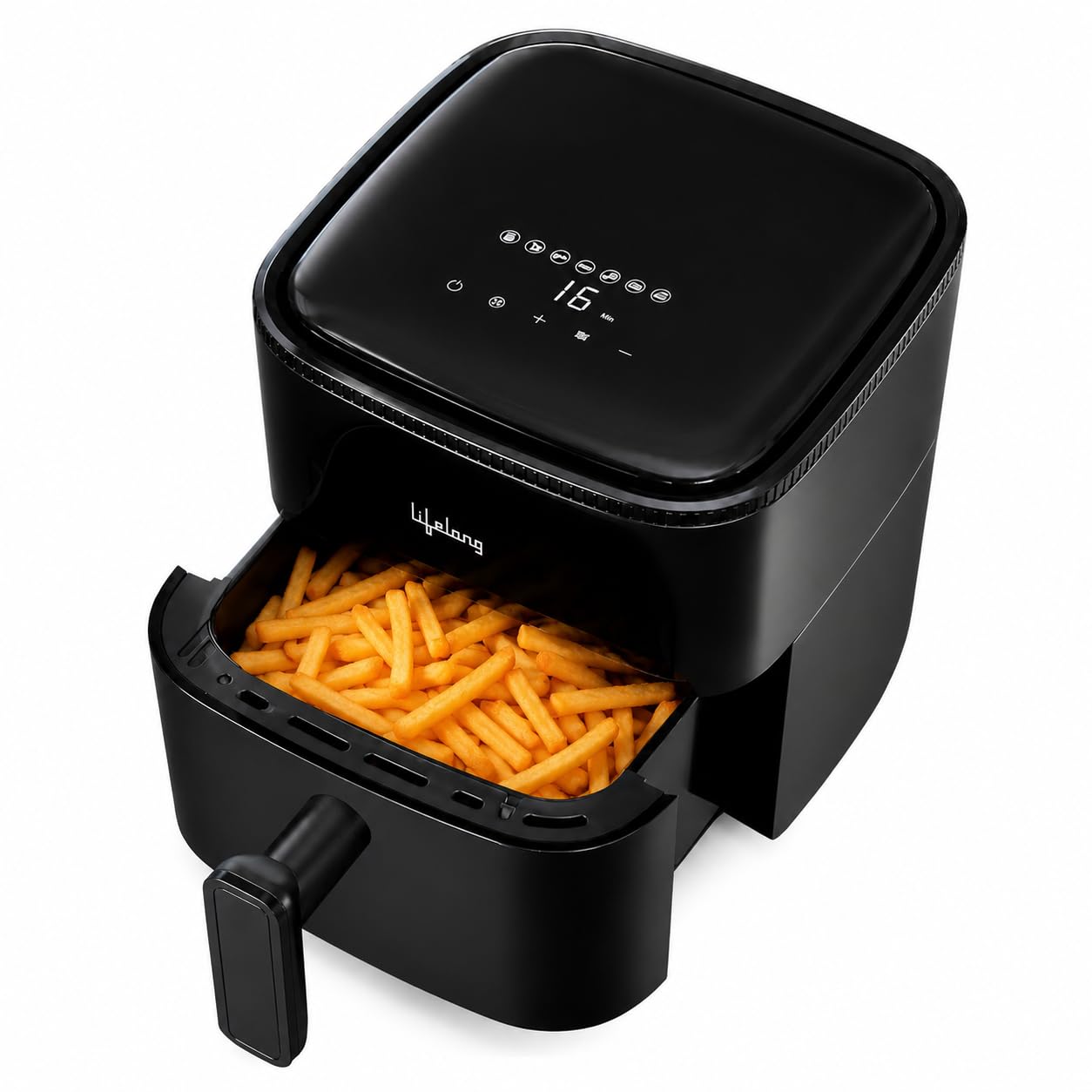 Lifelong 4.2L Digital Air Fryer |1200W Quick Heating, 7 Preset Menus| Detachable Handle, Touch Panel, Non-Stick Basket | 360° Rapid Air Technology Use Little to No Oil, Frying, Grill, Baking, Roasting