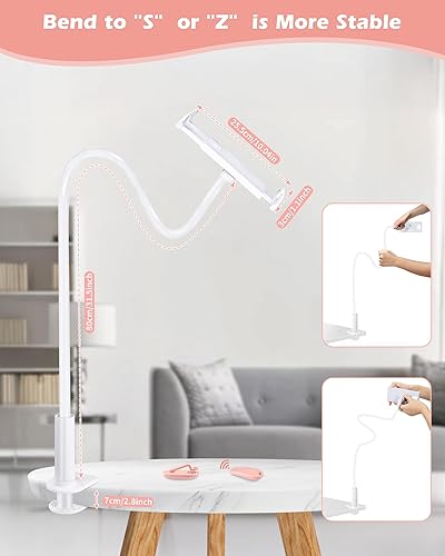 Miniatura 4 de Soporte para tablet de cuello de cisne para lectura Kindle en la cama con volteador de páginas remoto, soporte para brazo perezoso para Kindle