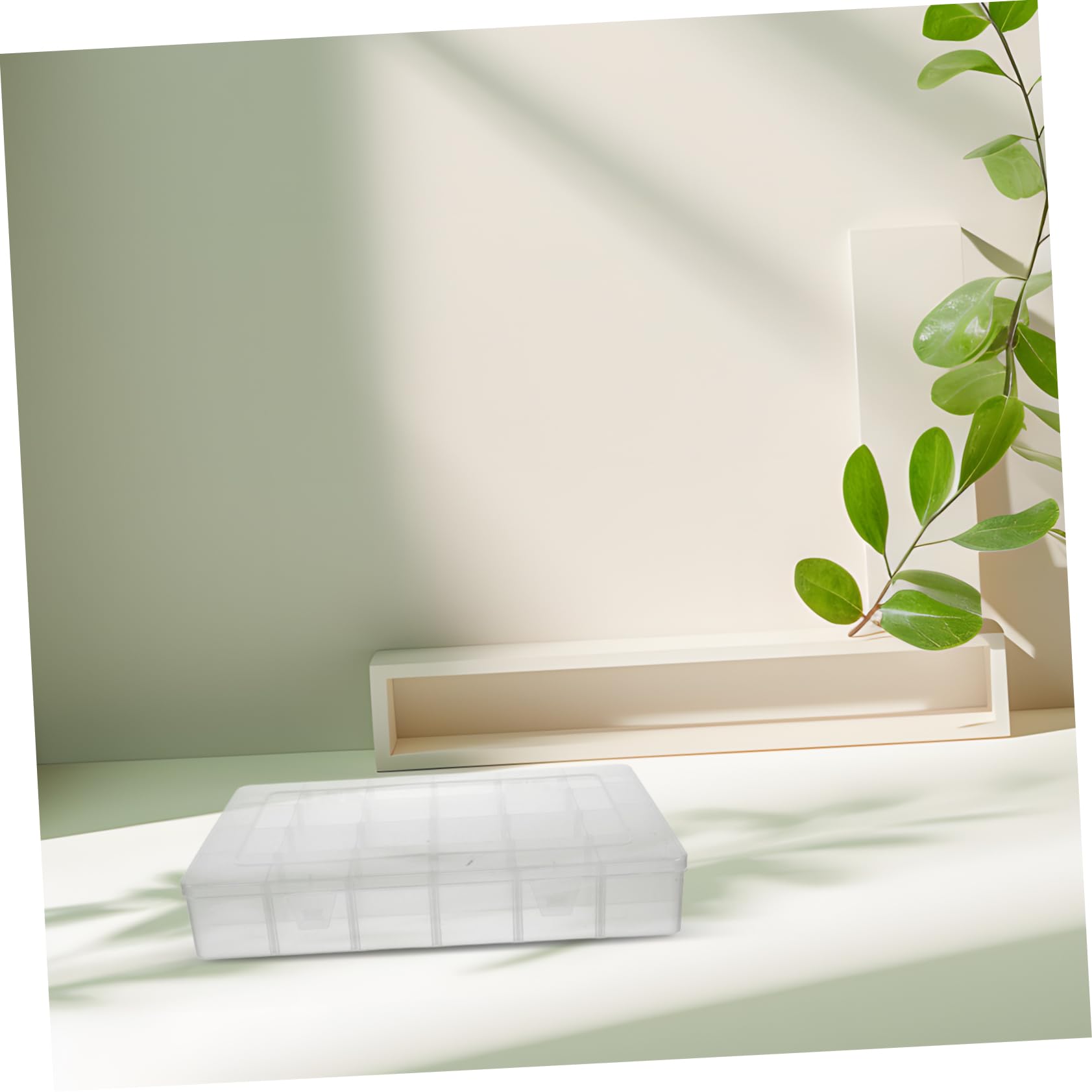 Angoily Scatola Organizer Trasparente Rettangolare 2 Pezzi con Griglie | Divisori Rimovibili, Plastico Resistente alla Deformazione, Formato Salvaspazio per Ufficio e Viaggio
