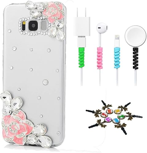 STENES Sparkle - Carcasa para Samsung Galaxy S21 Ultra (4 unidades), diseño de flores brillantes en 3D, color rosa