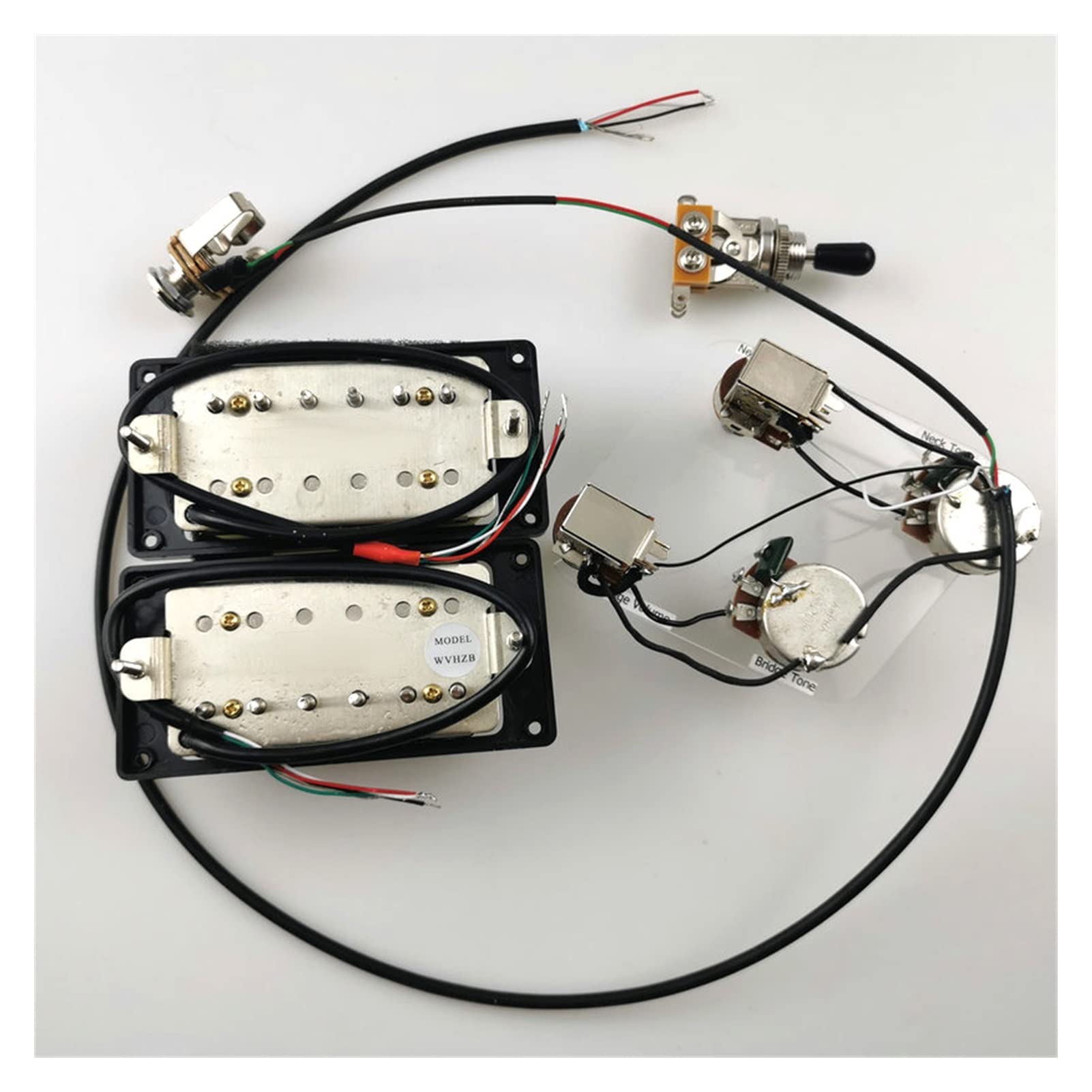 Pastilla de guitarra eléctrica Pickups De Guitarra Eléctrica 4c Con Arnés De Cableado De Pulsación Piezas De Guitarra De Recogida De Guitarra Pastilla guitarra eléctrica (Color : BK Wiring)
