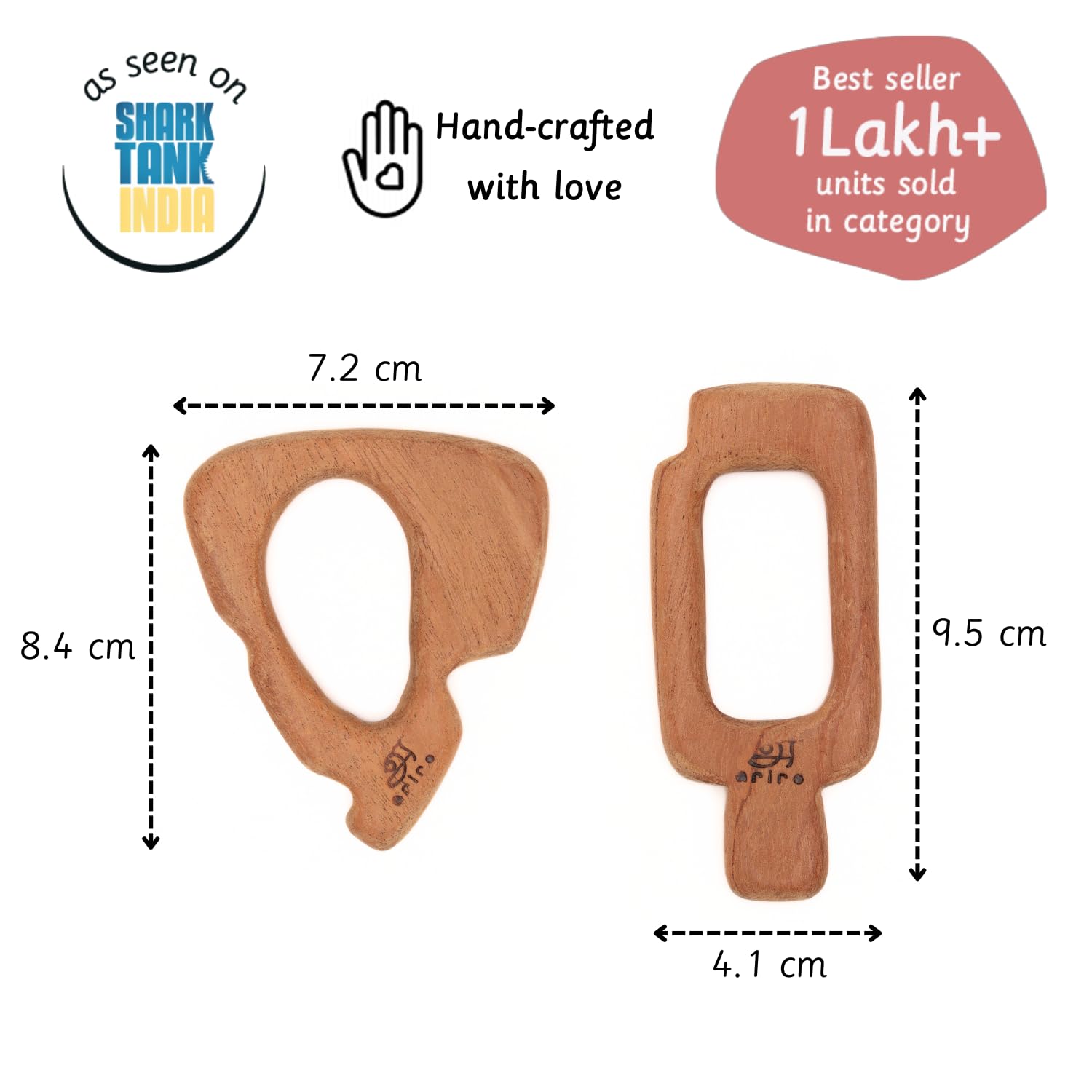 Ariro Wooden Teethers Shaped as Cheese and Ice Cream Stick for Baby Boy & Girl | Hand Crafted with Organic Neem Wood That Helps Boost Immunity & Aids in Digestion | Easy to Grasp & Chew - Image 2 thumbnail