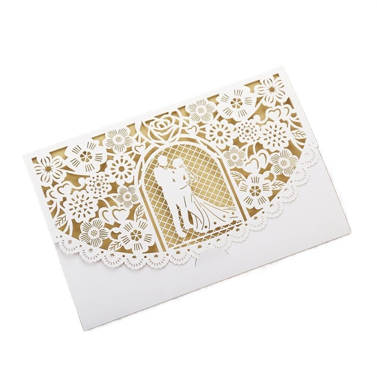 Hochzeitseinladungen Karte Hochzeitseinladungskarte, Muschel, lasergeschnitten, hohl, Valentinstag-Grußkarte, Urlaub, Party, Hochzeit, Dekoration(White 1,50PCS)