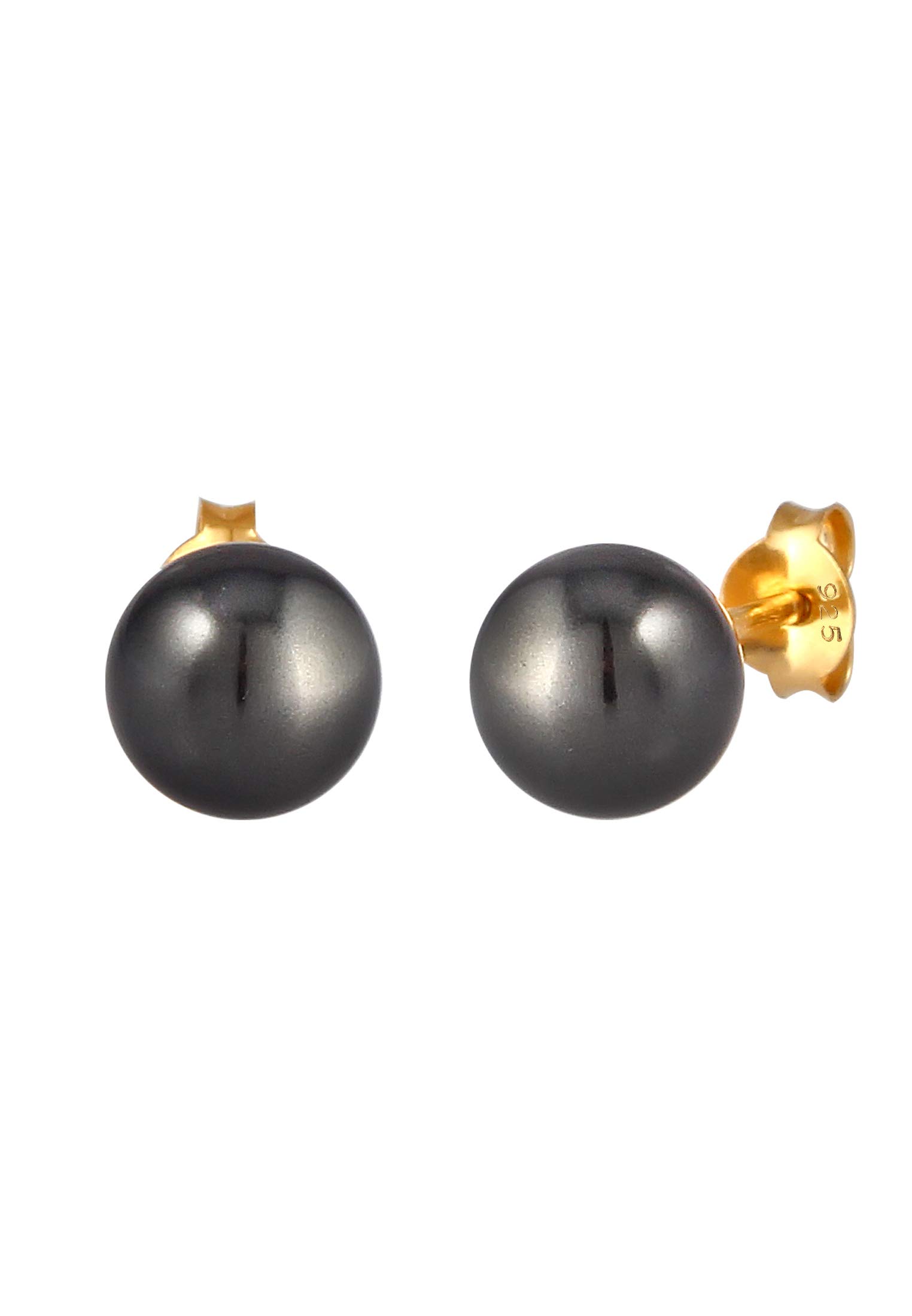 Nenalina Ohrstecker 925 Silber Damen Ohrringe gold mit Glas Perlen (8 mm)