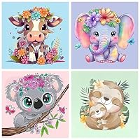 bleihum 4 Pack Paint by Numbers for Kid Ages 4-8,Animals Paint by Number Kits for Kids, DIY Animal Oil Painting Suitable for Home Decoration (8x8inch)