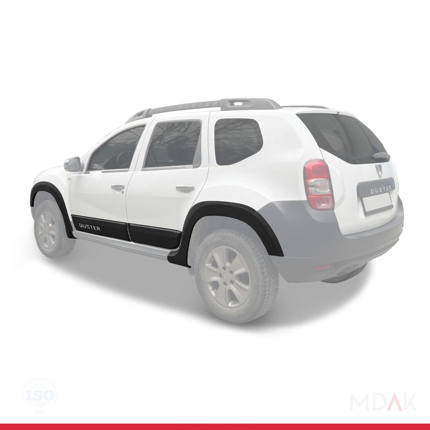 MDAK Compatibile con Dacia Duster (HS) 2010-2017 Passaruota Protezione per paraurti Parafanghi e protezione veicolo Strisce di Protezione per laterale Protezione veicolo carrozzeria Kit NERO