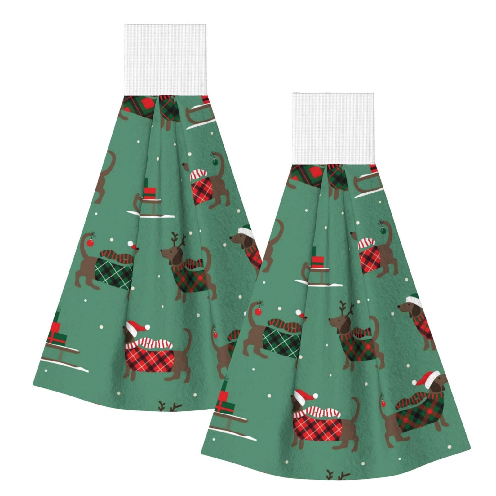 DOPKLNA Dachshund, 2 Pcs Hanging Coral Fiber Hand Towels for Bathroom, Absorbent Kitchen Towels