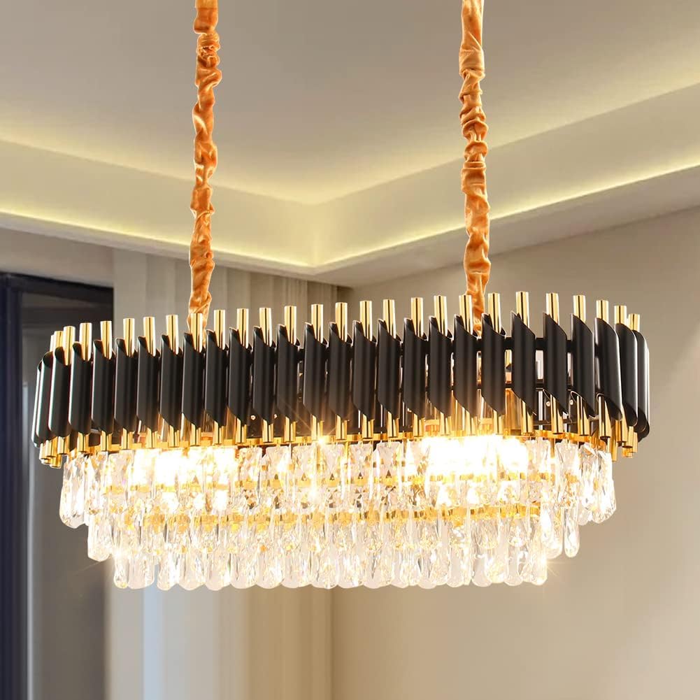 Modern Crystal Chandelier - Black Gold Spiral -16