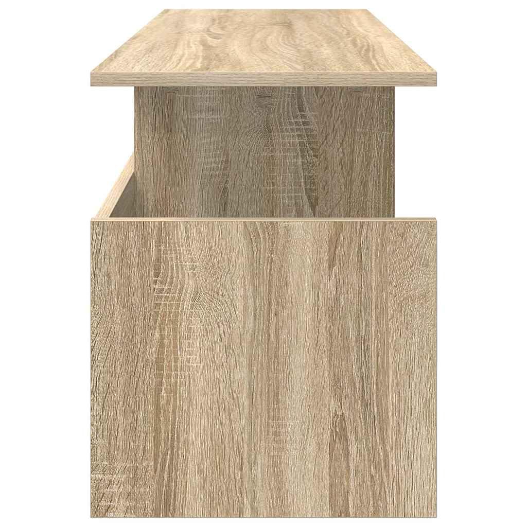 Mobile per TV in rovere Sonoma, 102 x 35 x 45 cm, con vano portaoggetti, mobile basso e ripiano multimediale, per soggiorno, home theater, mobiletto con ripiano e gestione dei cavi