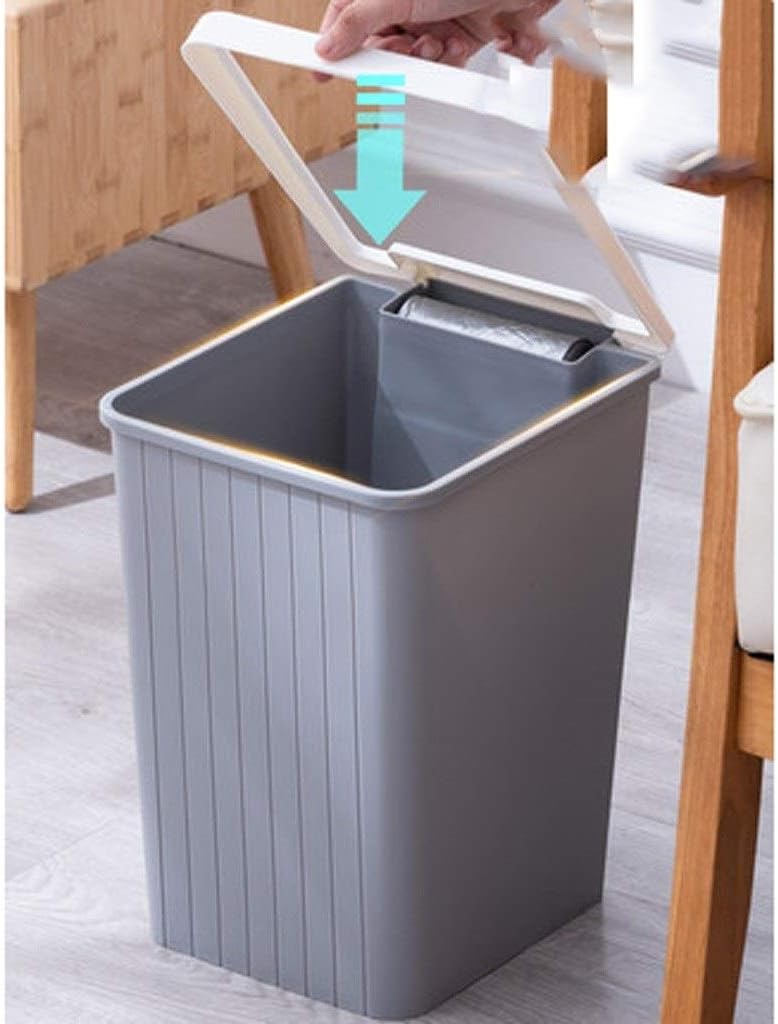 Indoor trash cans Round Uncovered Trash Can Garbage Container with Pressure Ring Trash Can Creative Nordic Wind Without Cover Pressure Ring Trash Can Recycling Containers Indoor garbage cans(B,S size)