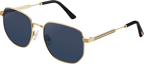 AVAWAY Lentes de sol polarizados para mujer, marco de metal dorado, protección UV, categoría 3, parasol cuadrado