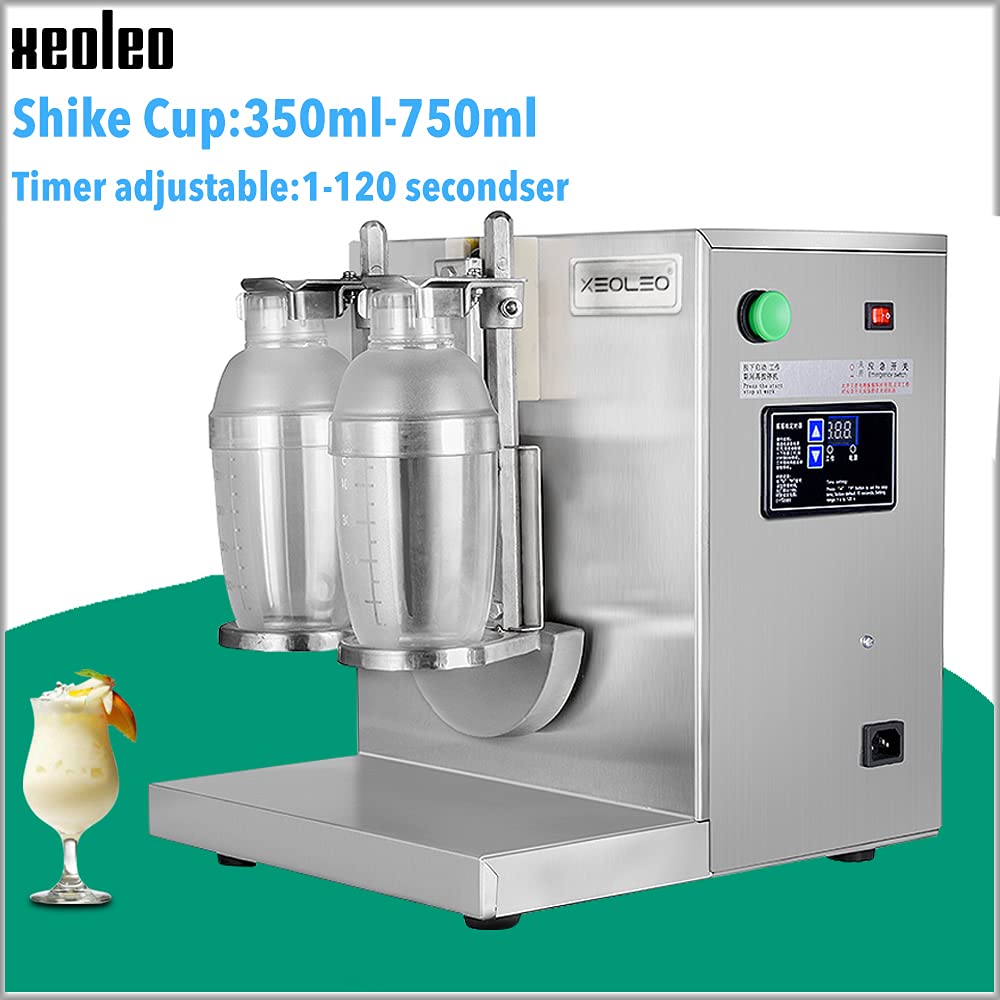 XEOLEO Boba shaker machine Double cup Bubble tea shaker machine for 500cc/700cc Cocktail shaker 60 Sec timing for milk tea