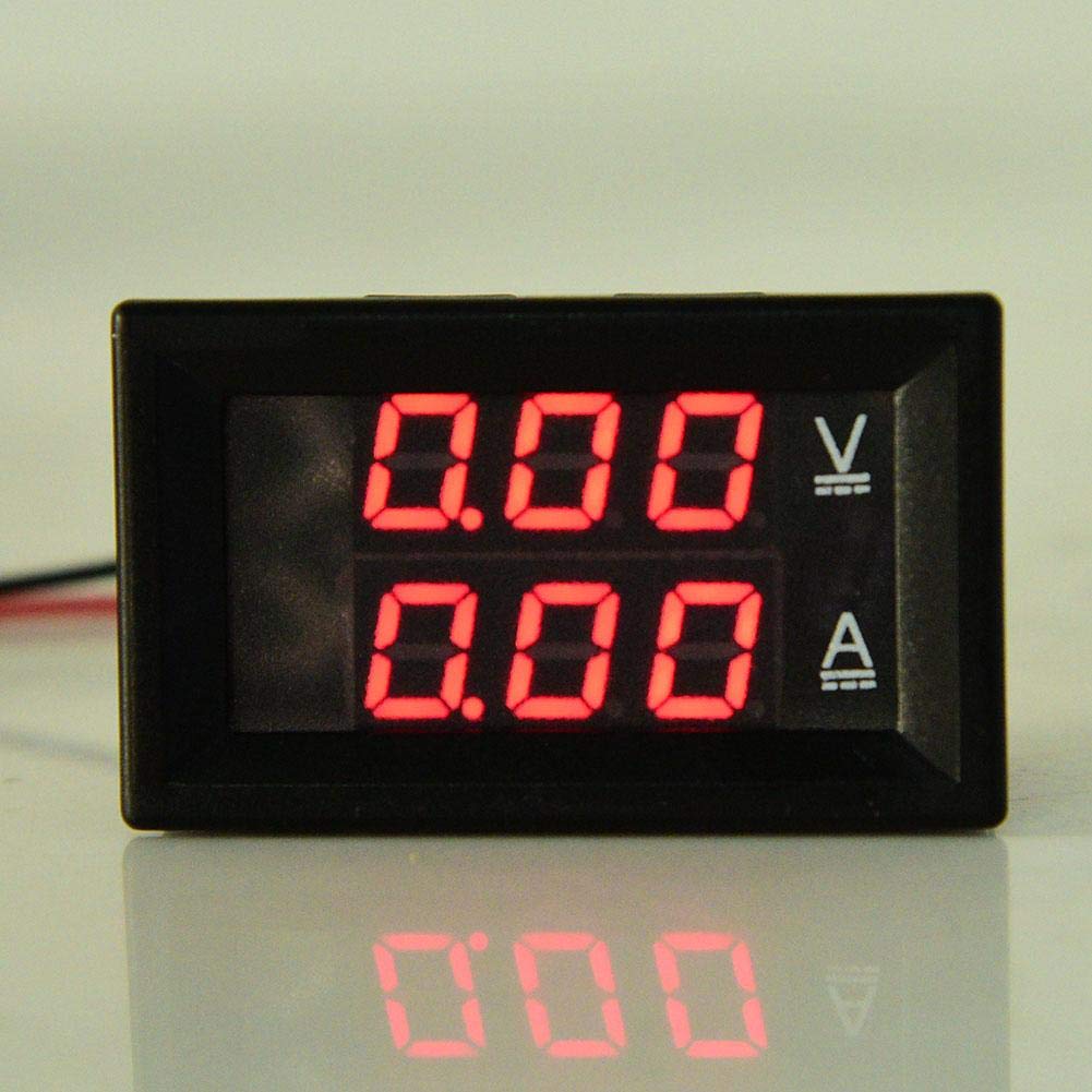 3-cyfrowy amperomierz cyfrowy woltomierz DC 0–100 V 50 A / 100 A Woltomierz Amperomierz Wskaźnik Podwójny panel LED Czerwony Niebieski (1)