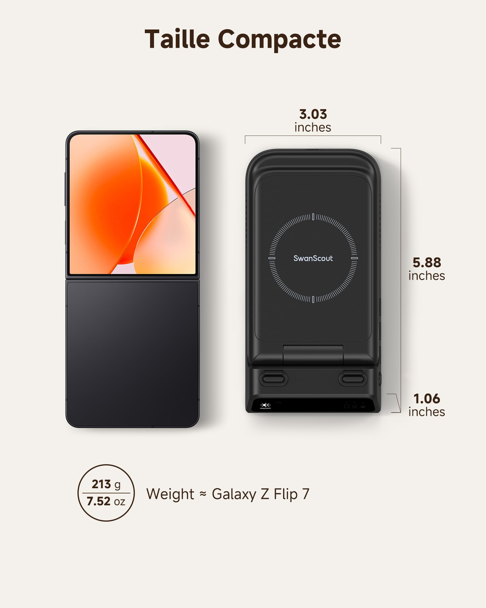 Chargeur Induction pour Samsung Z Flip 8/7/7 Fe, Station de Charge 3 en 1
