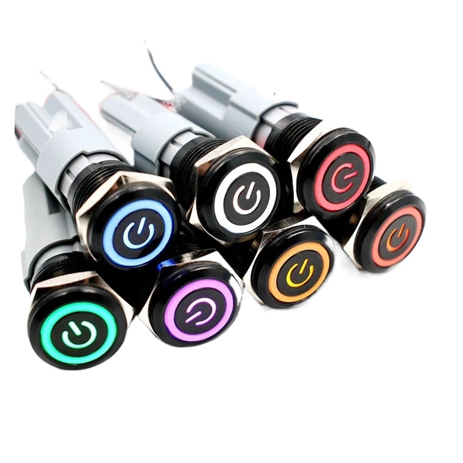 Bouton interrupteur LED blanche 16mm pour tableau de bord auto et moto
