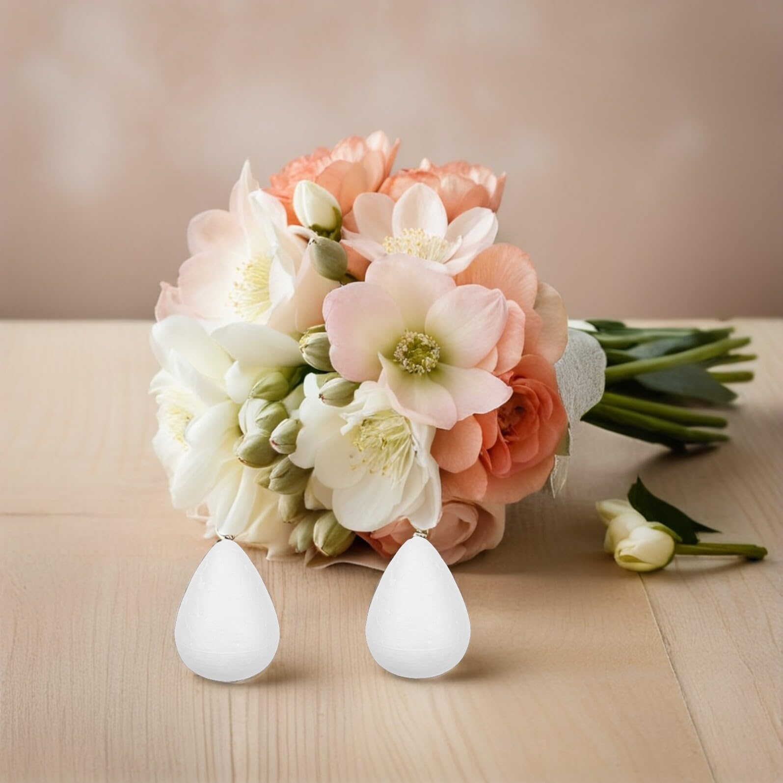 Cabilock 50 Boccioli di Rosa Bianca in Schiuma Artigianale per Decorazioni Fai da Te Matrimonio Feste Materiali Creativi Polistirolo Resistente per Composizioni Floreali e Addobbi Nuziali