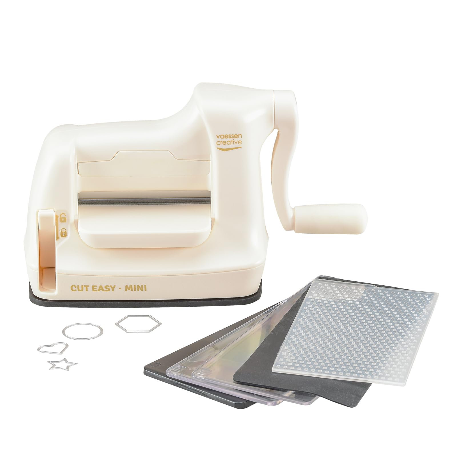 Vaessen Creative 2137-035 Mini Fustellatrice e Macchina per Goffratura Starter Kit, Bianco/Rosa