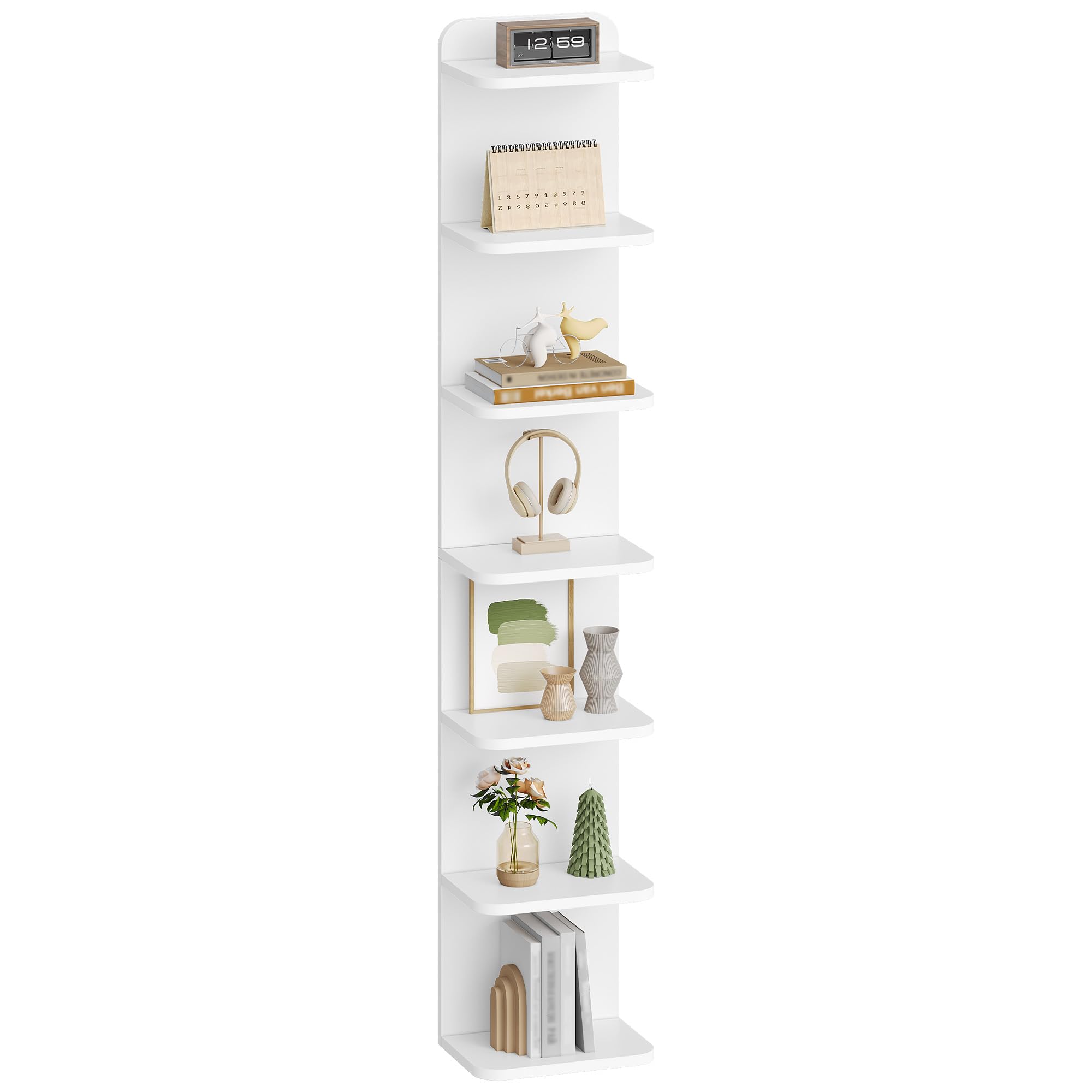Hzuaneri Librería 7 Niveles, 24 x 30 x 186 cm, Blanco | Estantería Libros, Para Salón, Dormitorio, Estudio, BC88803X