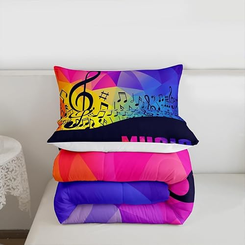 Miniatura 7 de Music Lovers - Juego de edredón para niños, tamaño individual, juego de ropa de cama de ritmo de notas musicales, decoración de habitación de niños