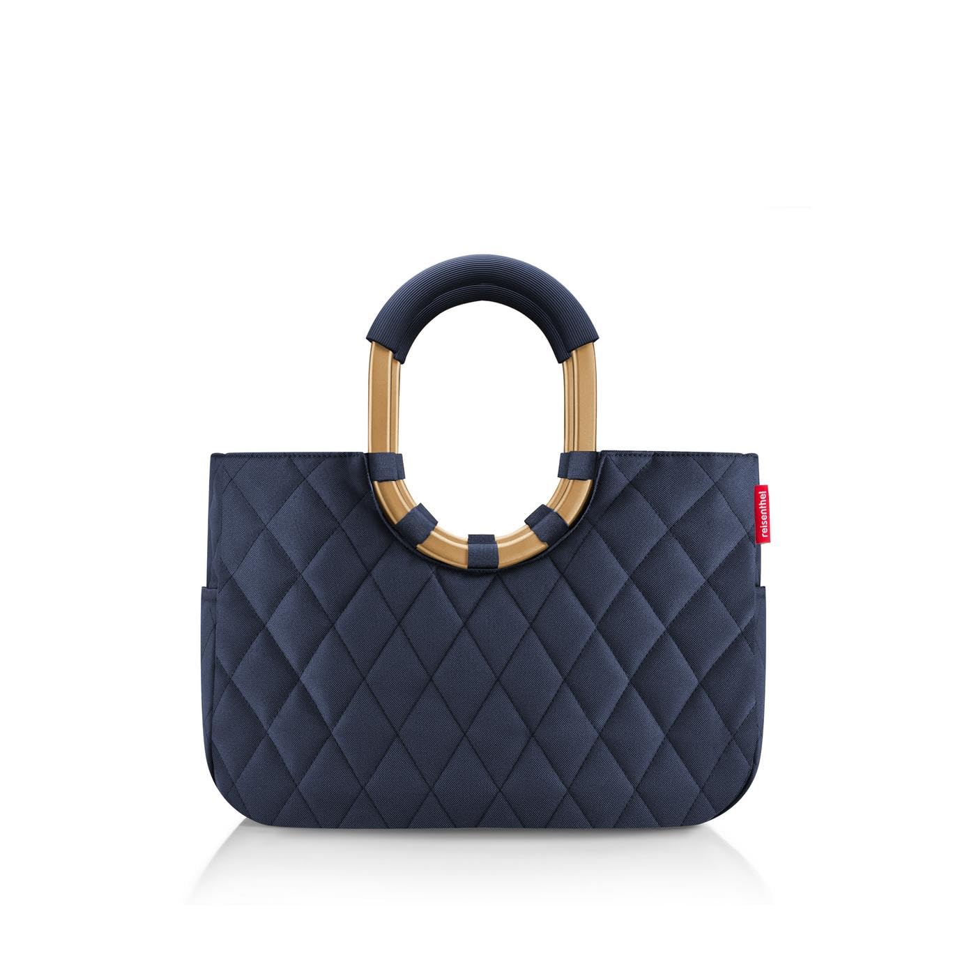 reisenthel loopshopper M – stabilna torba z praktycznymi przegródkami z butelek PET pochodzących z recyklingu – elegancja podczas zakupów, wiele funkcji w zestawie!, Rama rombu Midnight Gold, M, sport