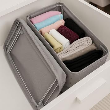 Deconox 4 Piece One Size Foldable Drawer Organizer Set | In-Cabinet Storage Box | Underwear, Socks and Accessories Organizer | Fabric Cabinet Organizer with Strands and Upright Posture 30x15x12.5cm