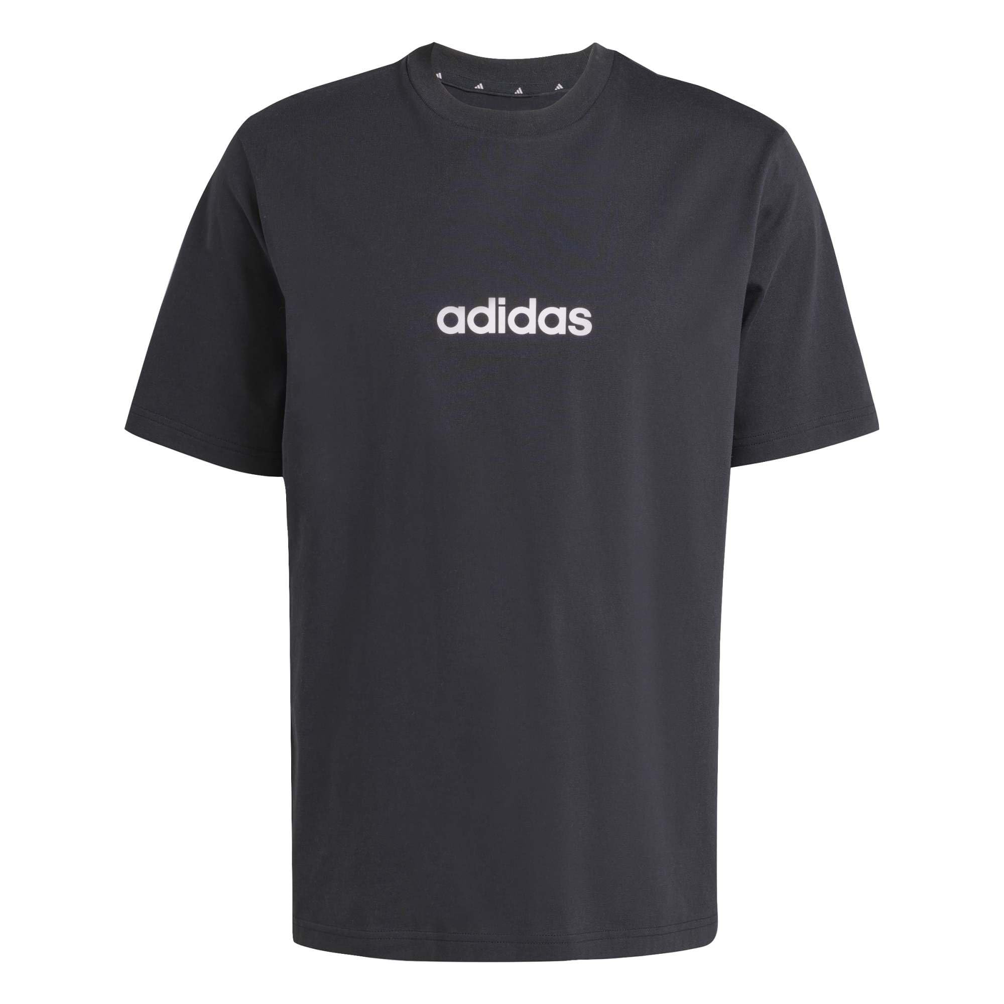 adidas Herren Essentials Linear Single Jersey Shirt, Black/White, XL
