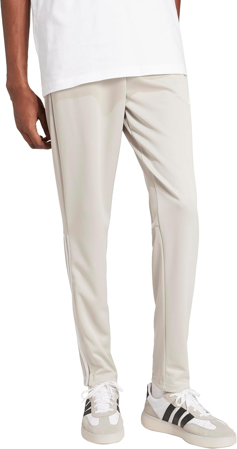 adidas Men's Sereno Cut 3-Stripes Regular Slim Tapered Pants, Wonder Alumina/White, Large/Tall