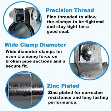 E-tech Ec003 New Model Heavy Duty Adjustable Exhaust Pipe Joiner/connector 39mm To 41mm, 125mm Long
