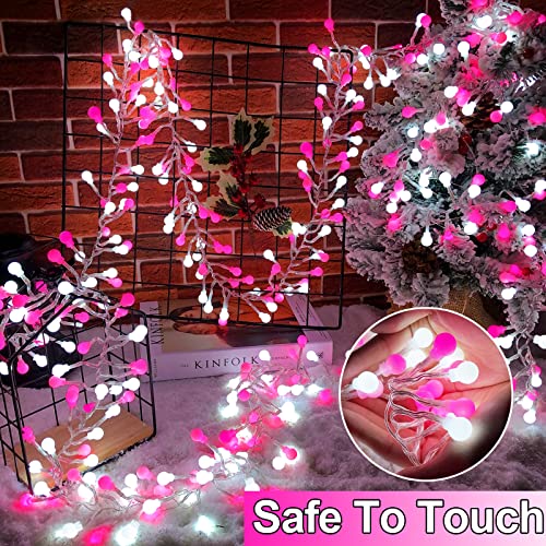 400 Led 16.4 Ft Valentines Day Decorations Globe String Lights, Valentines Window Lights 8 Modes With Timer Plug In, 2 Colors Changing Lights Valentines Decor Party Bedroom Indoor Outdoor(Pink White) #TOP1