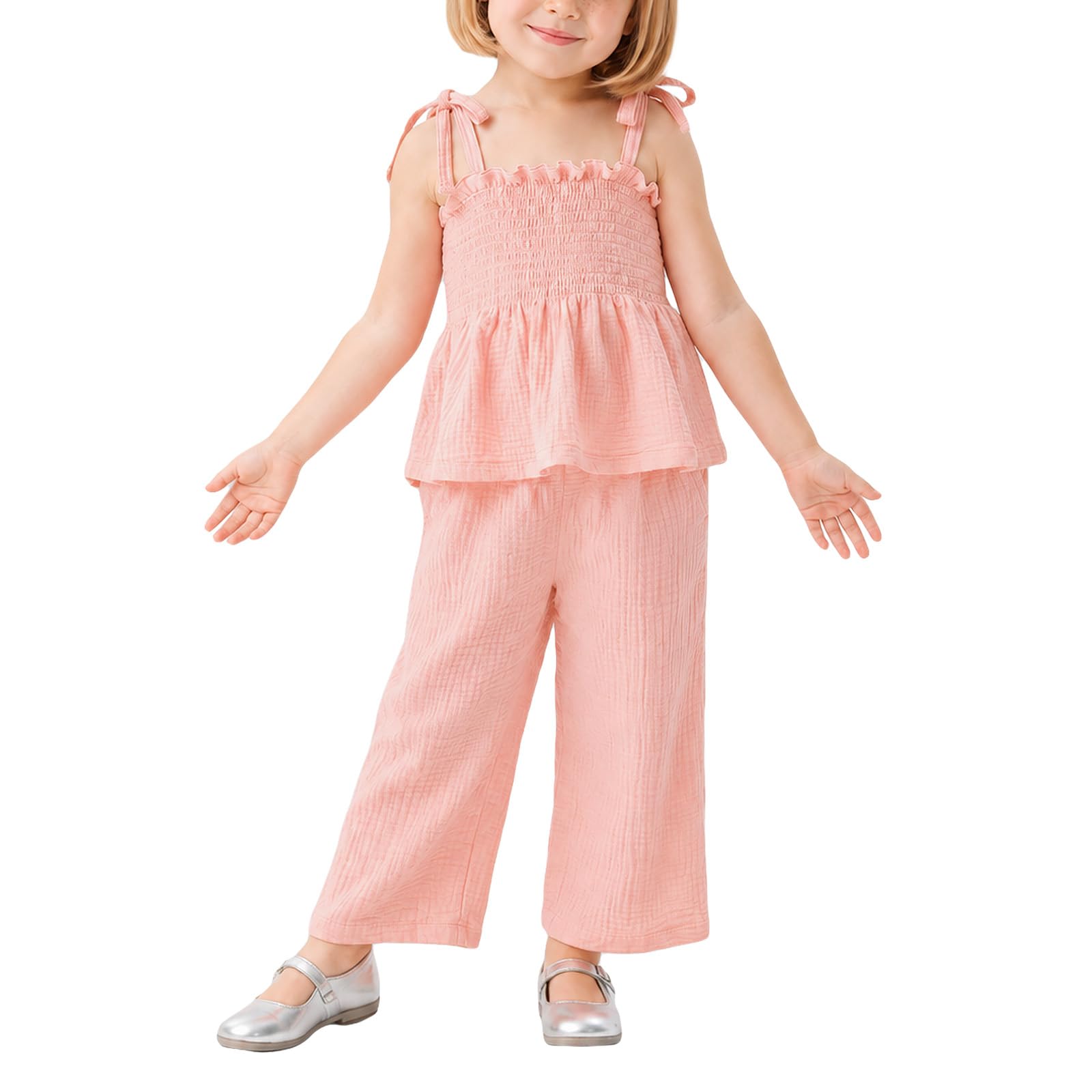 Miipat Bebés Niña Conjuntos de Ropa Traje de Ropa Verano para Bebés Recién Nacido Blusa de Tirantes Tops y Pantalones 2 Piezas con Trajes de Bebé 6 Meses - 3 Años