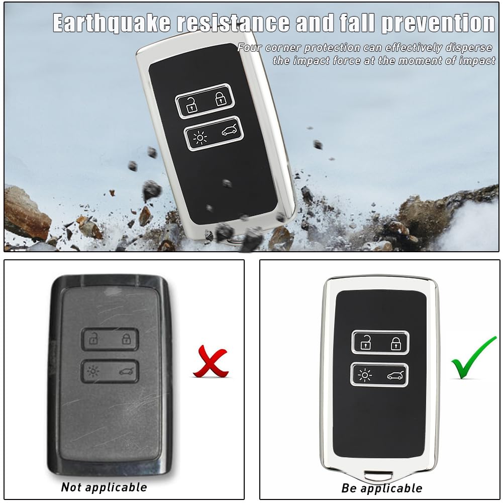 Custodia In Pelle Per Chiave Renault Kadjar - 4 Pulsanti - Protezione Morbida Marrone - Accessorio Auto