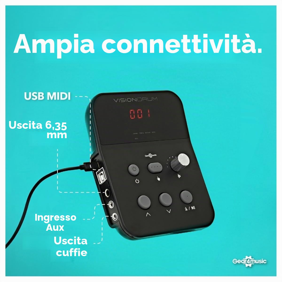 VISIONDRUM Batteria Elettronica Adulti e Bambini, 7 Pad in Mesh, Nero | Kit Batteria Elettrica, Altezza Regolabile, Design Pieghevole, Cuffie, Sgabello e Bacchette Inclusi