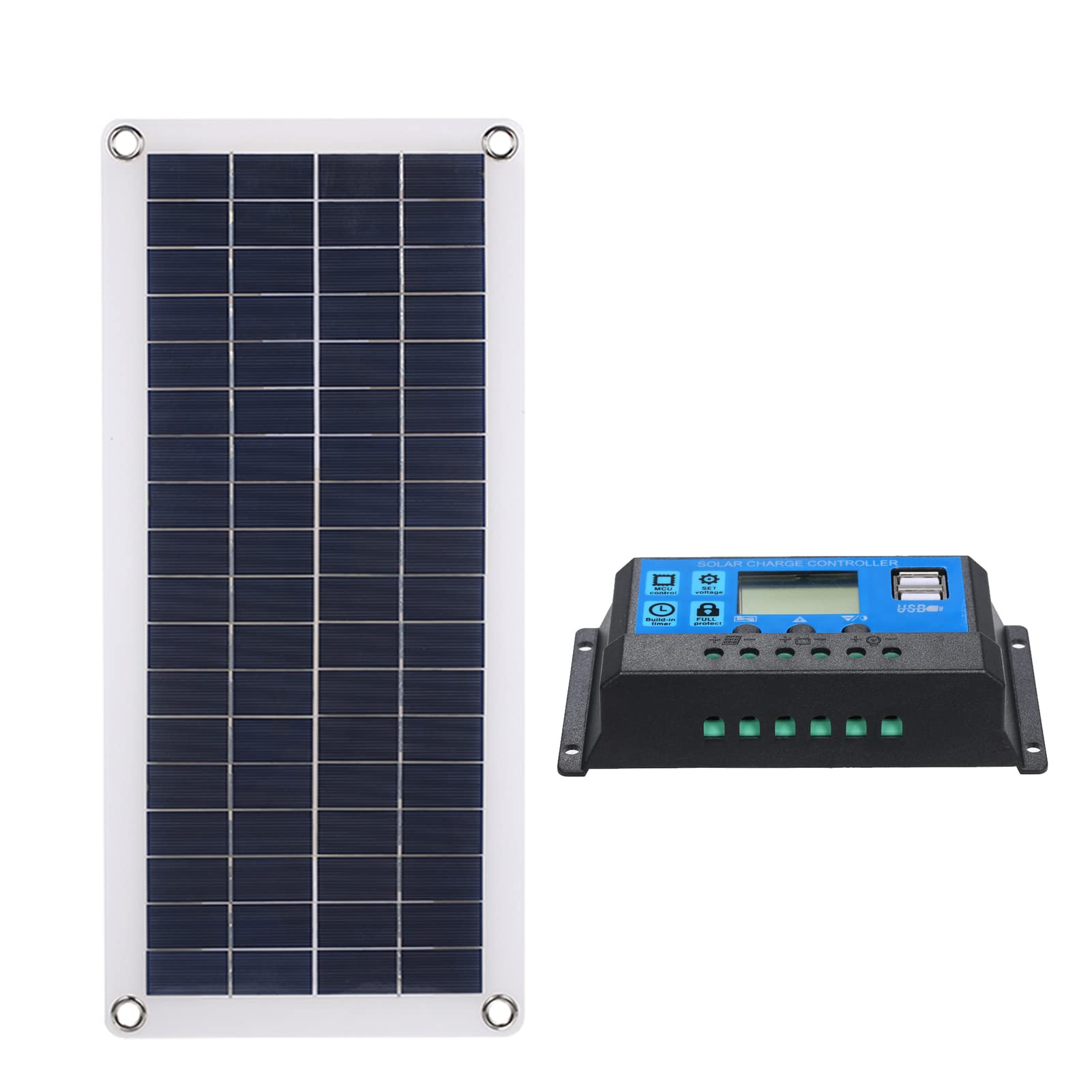 DC 5V/18V Dual Output 20W Solar Panel with 2 USB Ports & Car Charge IP65 Water Resistance 12V/24V Solar Charge Controller PWM Intelligent Regulator-image-24