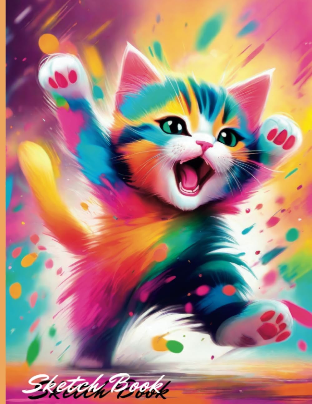 Colorful Cat Sketch Pad: Large 8.5x11 Sketchbook for Artists and Cat Lovers: Blank Paper Notebook for Drawing, Painting, Writing, and Doodling - Unlined Journal with Soft Cover