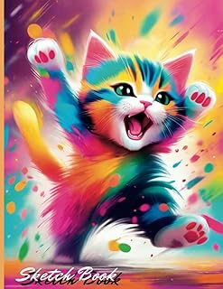 Colorful Cat Sketch Pad: Large 8.5x11 Sketchbook for Artists and Cat Lovers: Blank Paper Notebook for Drawing, Painting, Writing, and Doodling - Unlined Journal with Soft Cover