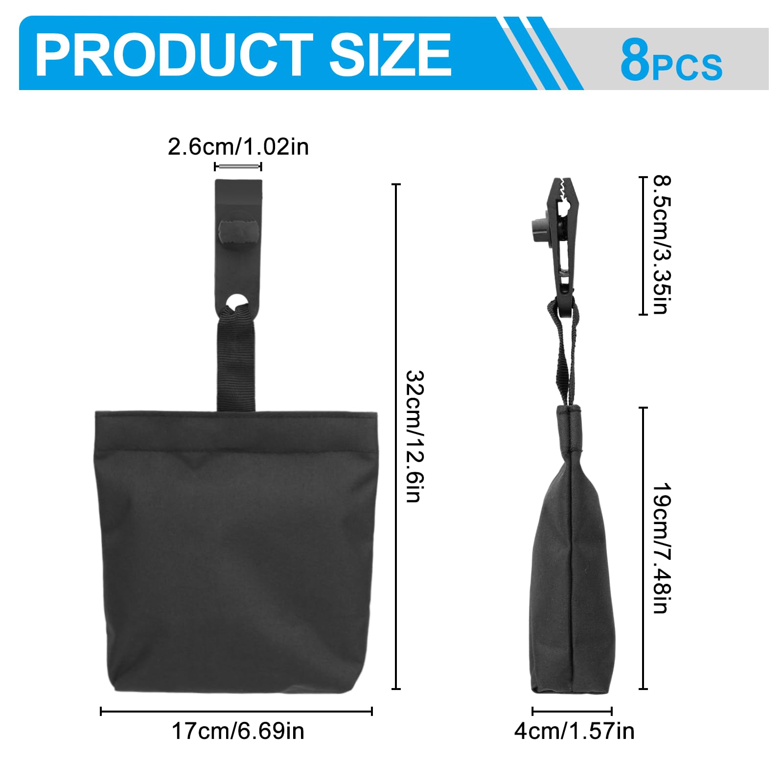 IIRC Lot de 8 sacs de sable pour tonnelle - Petit sac de sable lesté avec accessoires de fixation - Sacs de sable pour lestage pour tonnelle, tente, rideaux extérieurs