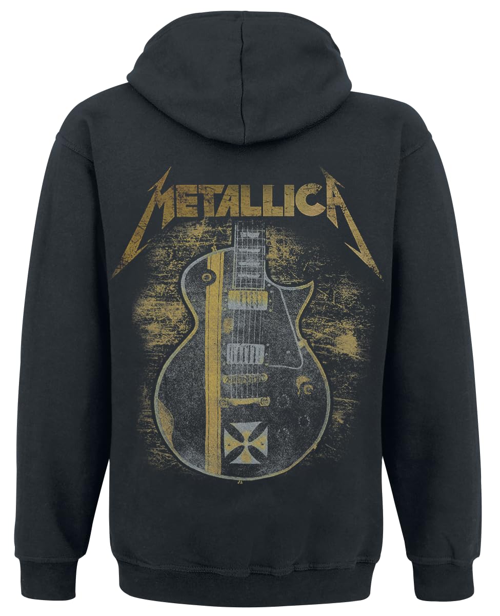 Metallica Hetfield Iron Cross Guitar Homme Sweat-shirt zippé à capuche noir