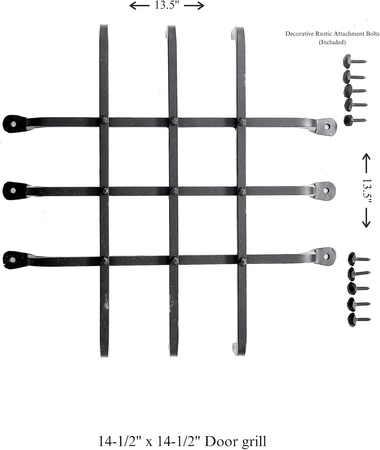 The Rustic Express Speakeasy Door Iron Grill - Decorative Iron Bars for Peephole and Door Viewer, Grill for Window - Home, Office, & Wine Cellar Hardware Gate - 14-1/2" x 14-1/2"