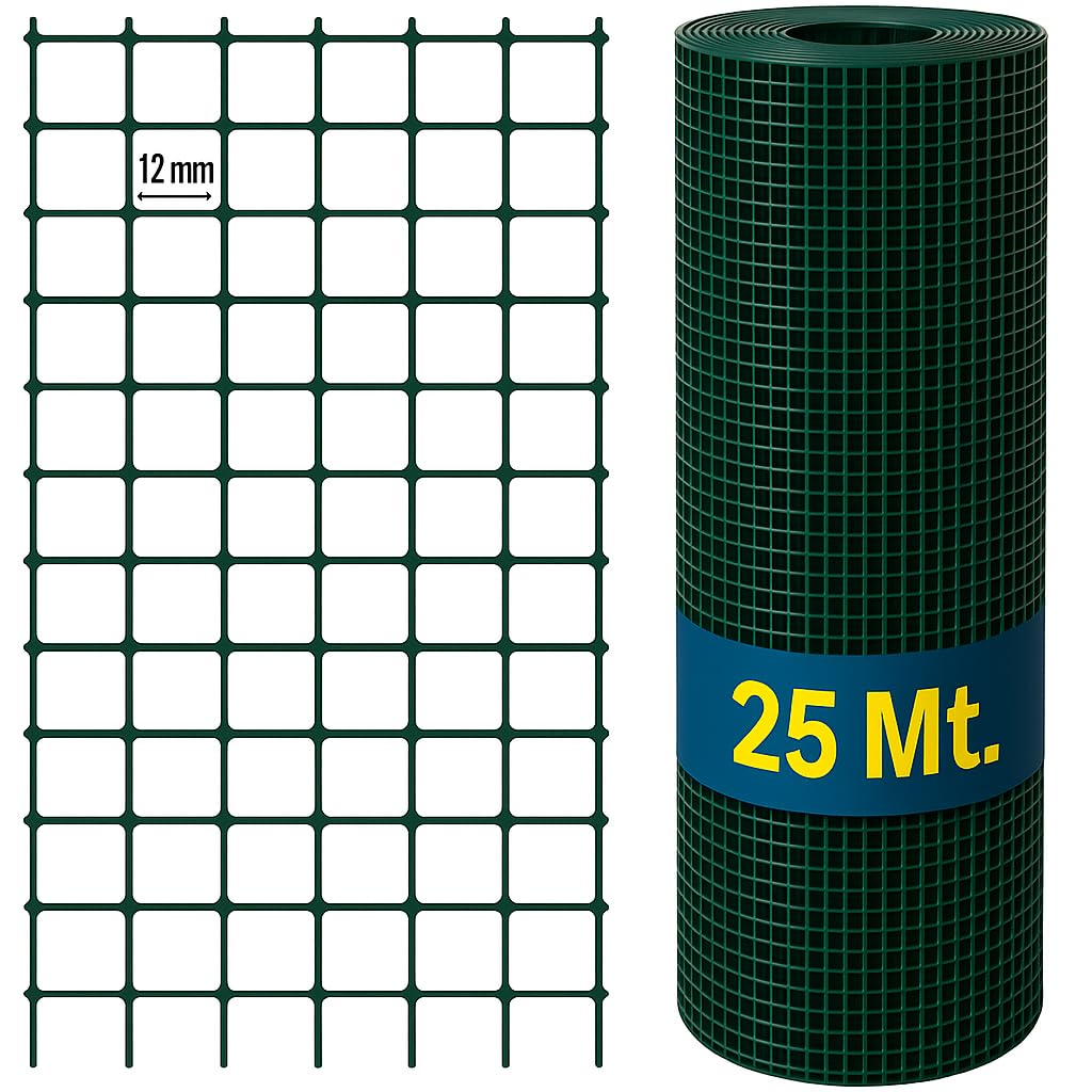 Rete Metallica Plastificata Esagonale Per Recinzione Pollaio Pollame Animali Piante Conigli Filo Verde Altezza 100 Cm Maglia 25 Mm Lunghezza 50 M