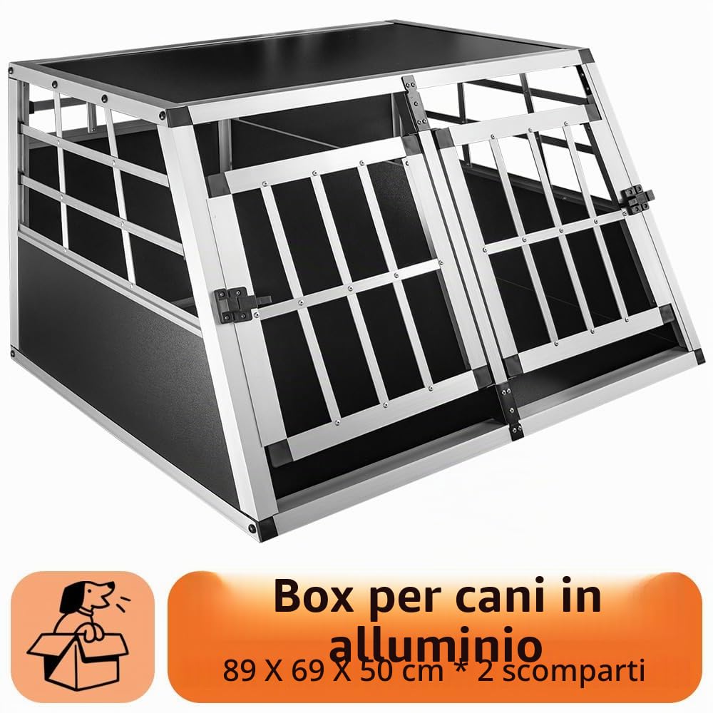 Box per cani in alluminio, per il trasporto di cani, in alluminio, per il trasporto di cani, 89 x 69 x 50 cm