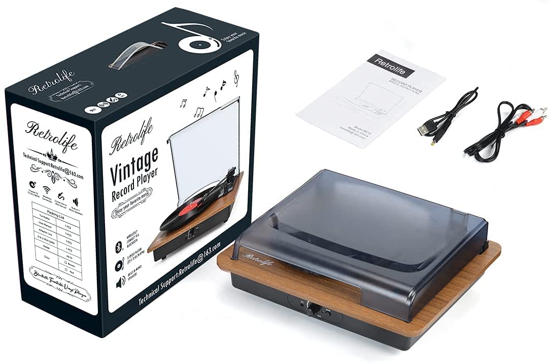 Vinyl Record Player Bluetooth Turntable with Speakers Vintage Record