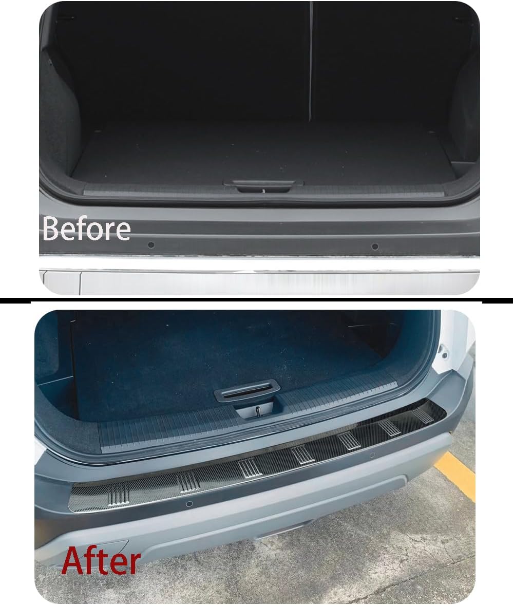 Car Accessories Rear Outside Bumper Sill Plate Guard Cover Trim Compatible with Nissan New Rogue 2021 2022 2023 2024 2025 2026 (Outside:Carbon Fiber Style) 1PCS Stainless Steel