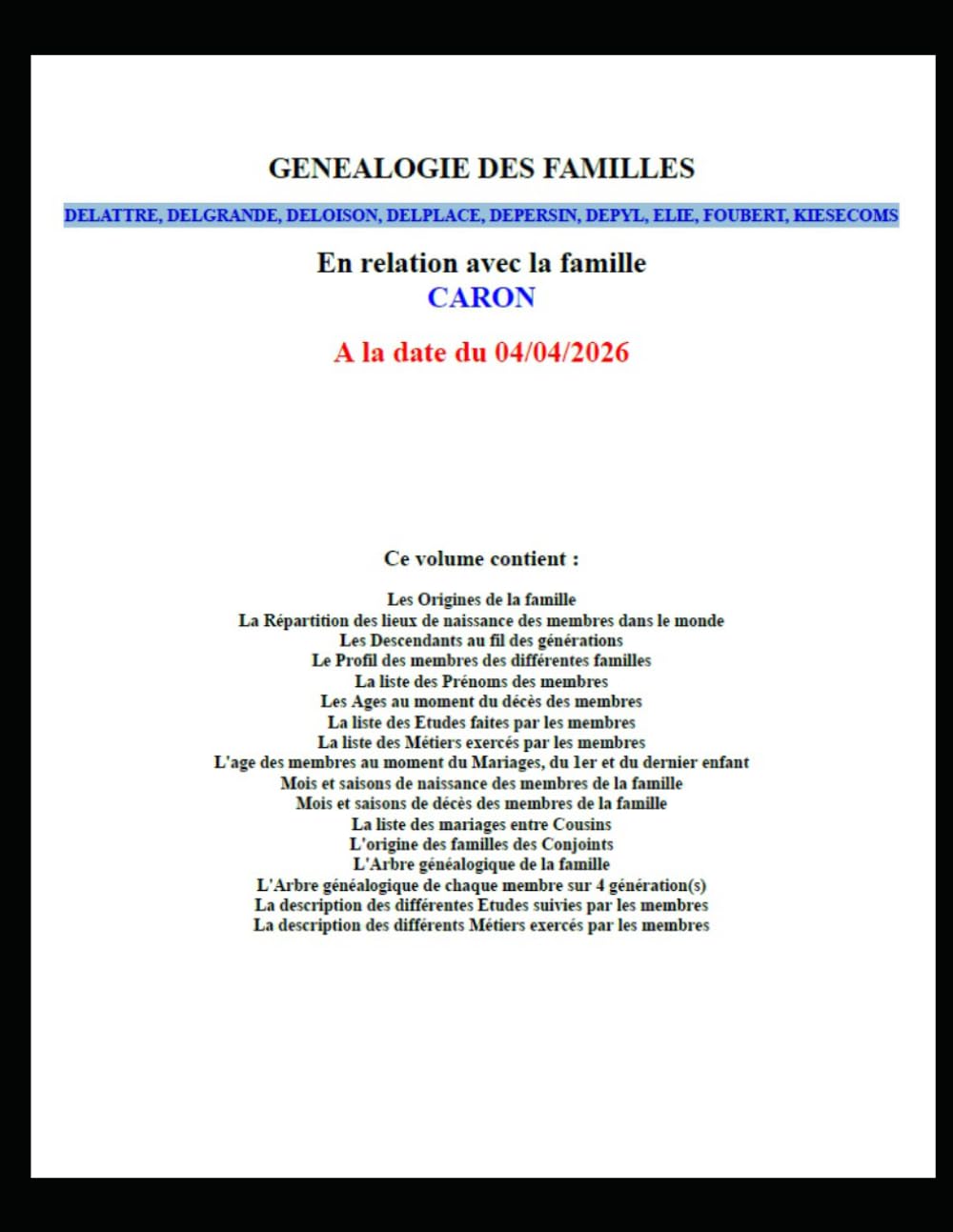 Généalogie Caron - Familles des conjoints - Tome II
