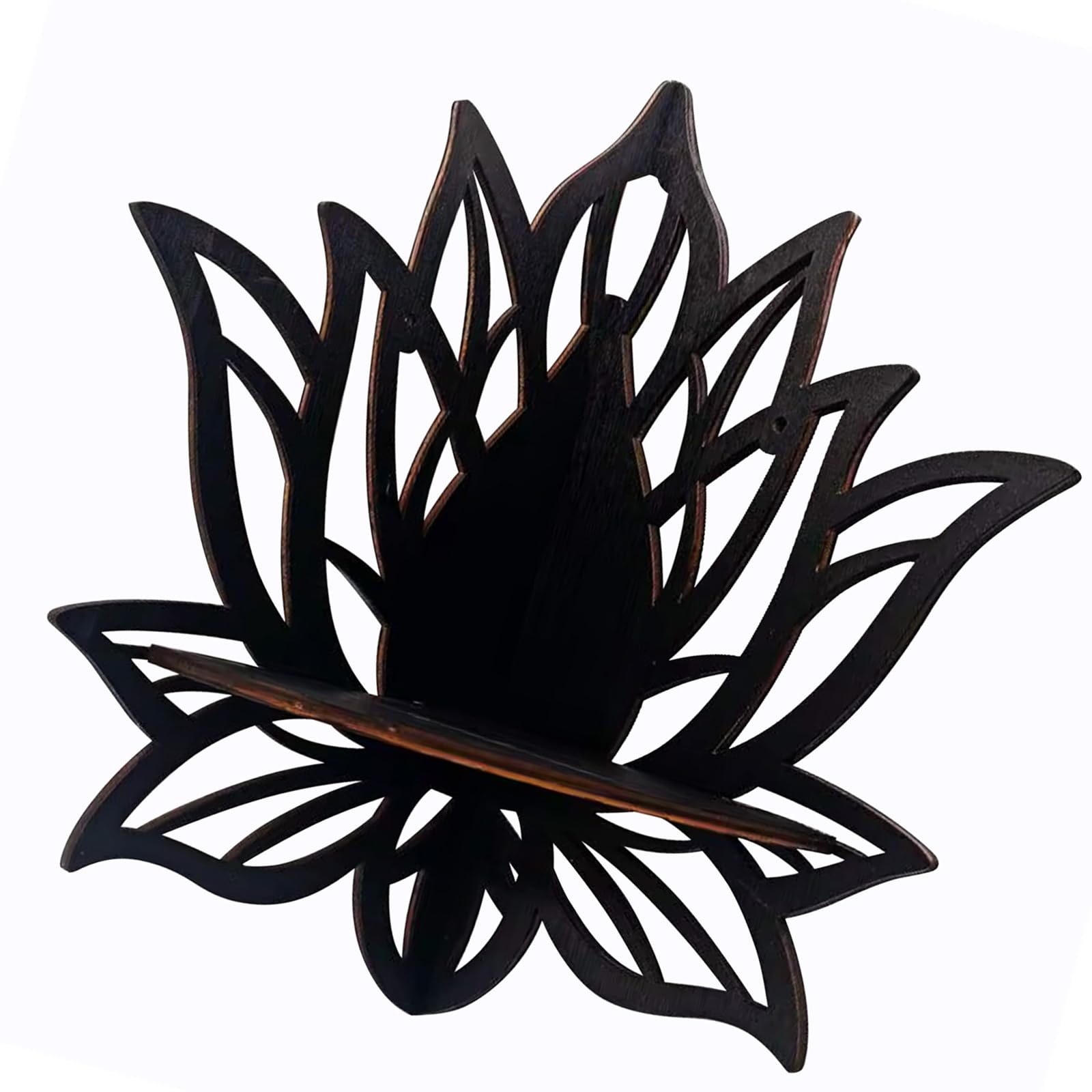 Fhsqwernm Black Flower Hollowed Out Flower Corner Shelf Wood Floating Shelves Display Crystal Storage Rack For Plant Stand Organizers Decors