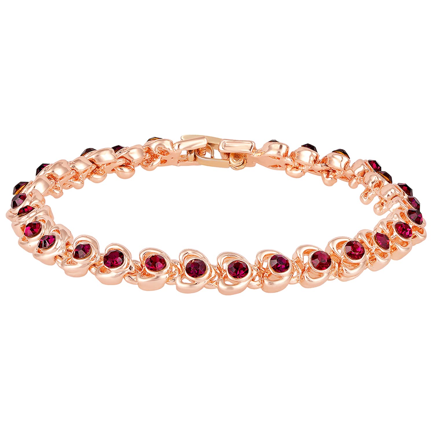 Mahi Rose Gold Plated Small Hearts Bracelet with Red Crystals for women (BR1100113ZRed) (B09ZPLKK5P) Amazon Price History, Amazon Price Tracker