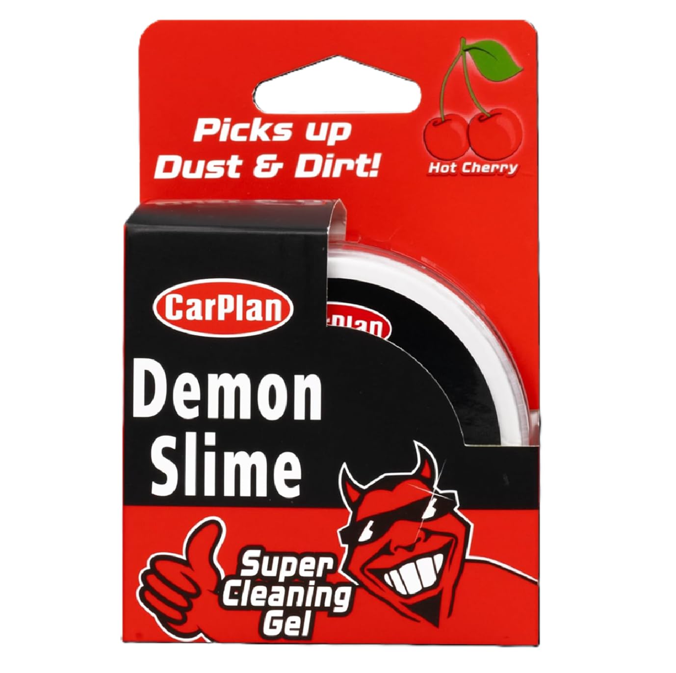 Carplan Demon Slime 160G - Super Cleaning Gel - Putty Picks Up Dust & Dirt - For Car Interiors, Keyboards, Offices - Hot Cherry Scent