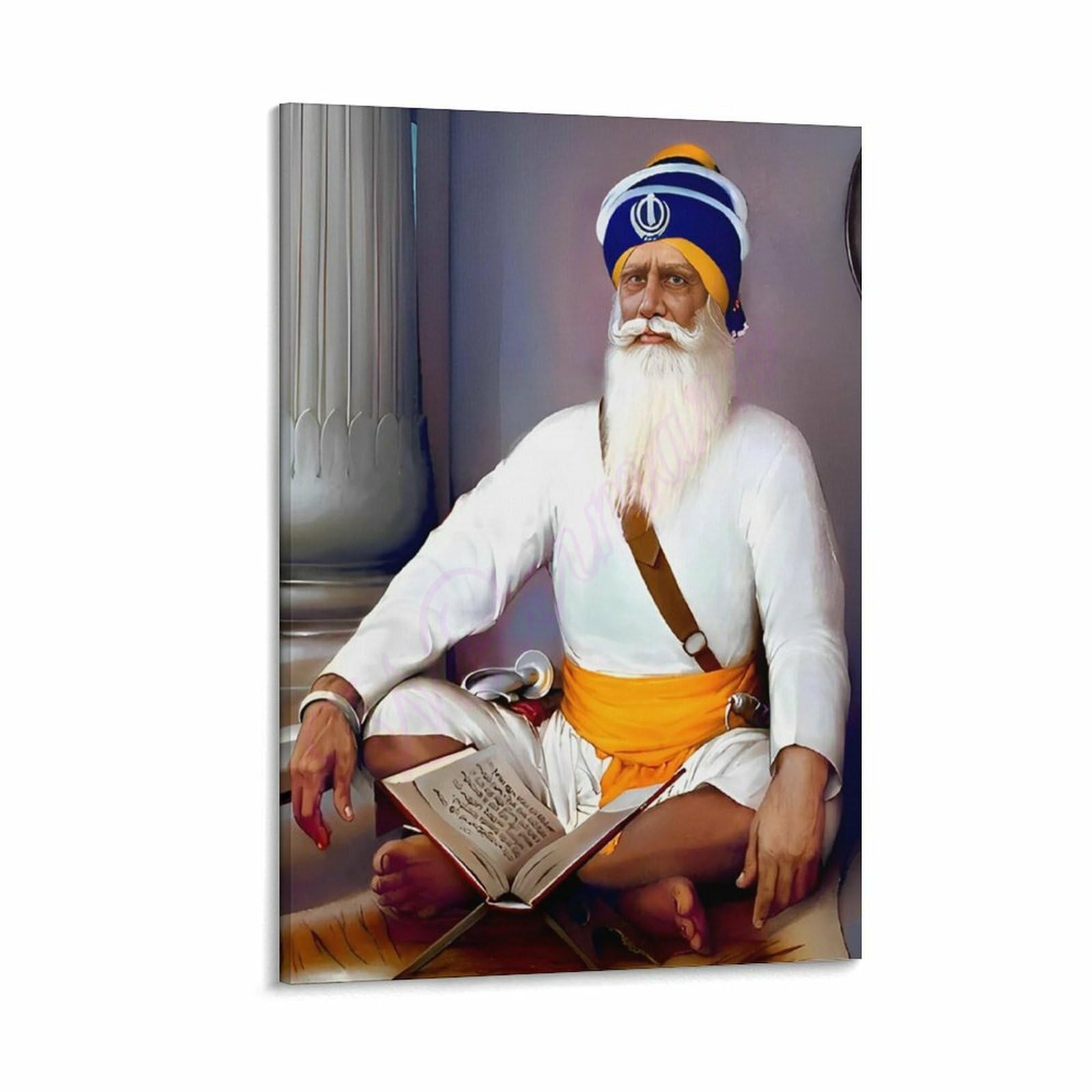 Baba Deep Singh Ji Shaheed Sikh Wall Art Poster Canvas Painting Wall Art Poster for Bedroom Living Room Decor 20x30inch(50x75cm) Frame-style