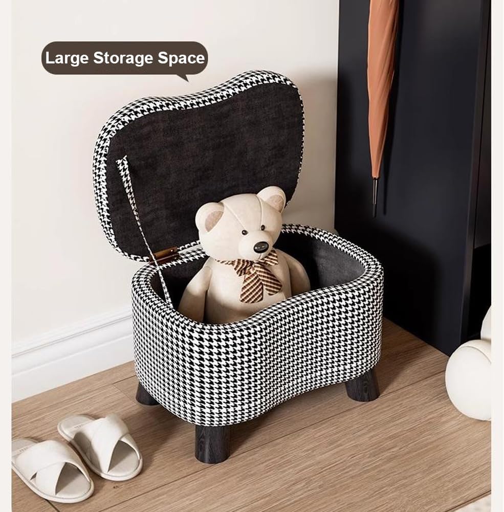 Storage Ottoman with Removable Cover,Soft Foot Rest Stool Upholstered Padded Seat with Large Storage Space,Shoes Changing Stool for Living Room Entryway (Beige)