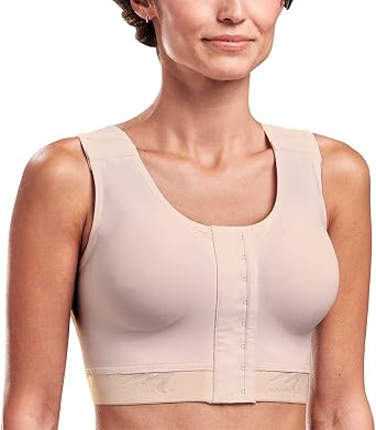 MARENA Caress High Coverage Pocketed Bra - Compression Support Mastectomy Bra Beige