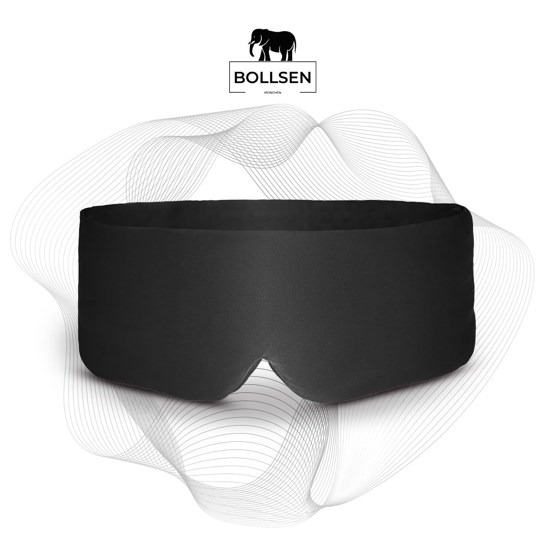 BOLLSEN Maschera per Dormire in Seta – 100% Seta di Gelso, Ultra-Morbida, Traspirante, Regolabile, Buio Totale – Blu Navy, Quarzo Rosa, Nero Profondo – Disponibile in Confezione Singola o Multi-Pack
